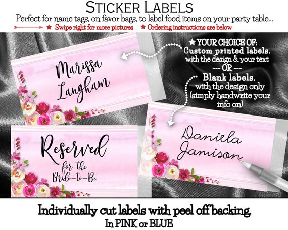Stickers, Labels, Name Tags, Food Labels, Wine, Burgundy, Pink Roses, Flowers, Wedding, Birthday, Bridal Shower, Baby Shower, Quince Il_570xn