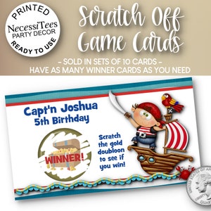 PRINTED Scratch Off Cards | Set of 10 Cards | Party or Shower Activity | Pirate Theme | Perfect for Birthday Party