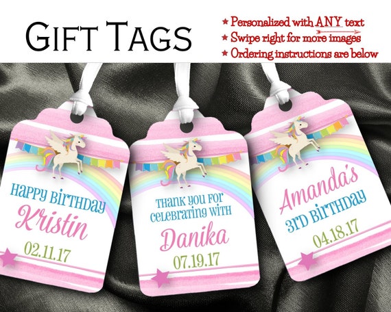Favor Tags, Gift Tag, Unicorn, Pony, Rainbows, Pastel Colors, Birthday Party, Baby Shower Il_570xn