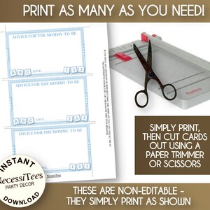 PRINTABLE Mommy to Be Advice Cards, Baby Shower Game Card, Party ...