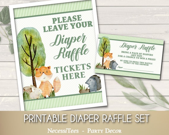 PRINTABLE Printable Diaper Raffle Cards &amp; Sign Set Raffle - Etsy