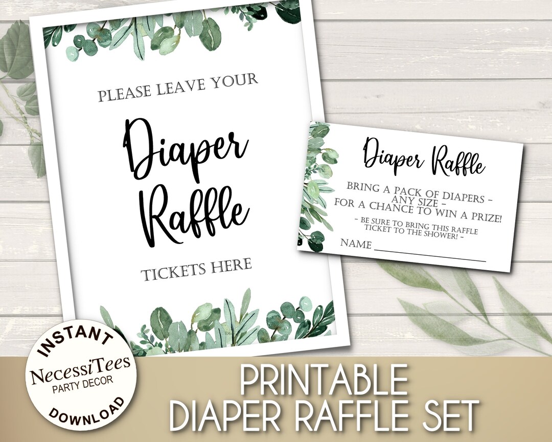 PRINTABLE Printable Diaper Raffle Cards &amp; Sign Set Raffle - Etsy