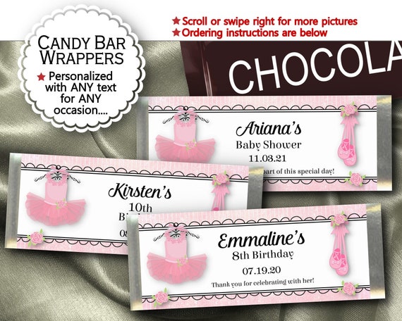 Candy Bar Wrappers, Candy Favors, Pink Ballerina Tutus, Balet, Pink Roses, Birthday, Baby Shower, Bridal Shower, Dance Recital Il_570xn