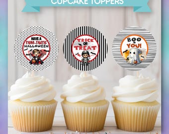 PRINTABLE Cupcake Decorations Template | Halloween Theme | Dracula Ghost Skeleton Kids  |  PDF | Instant Download