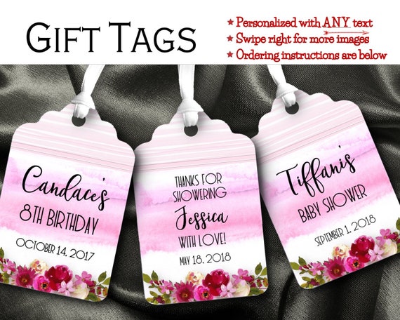 Gift Tags, Pink, Wine, Burgundy, Pinks, Florals, Pink Roses, Flowers, Birthday, Bridal or Baby Shower, Wedding, Sweet 16, Quince Il_570xn