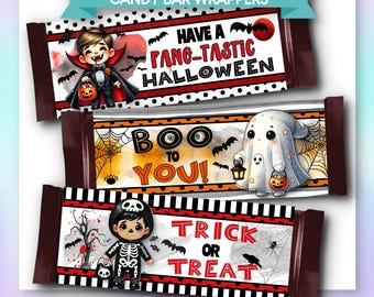 PRINTABLE Candy Bar Wrapper Templates | Halloween | Vampire Ghost Skeleton Kids | PDFs | Instant Download
