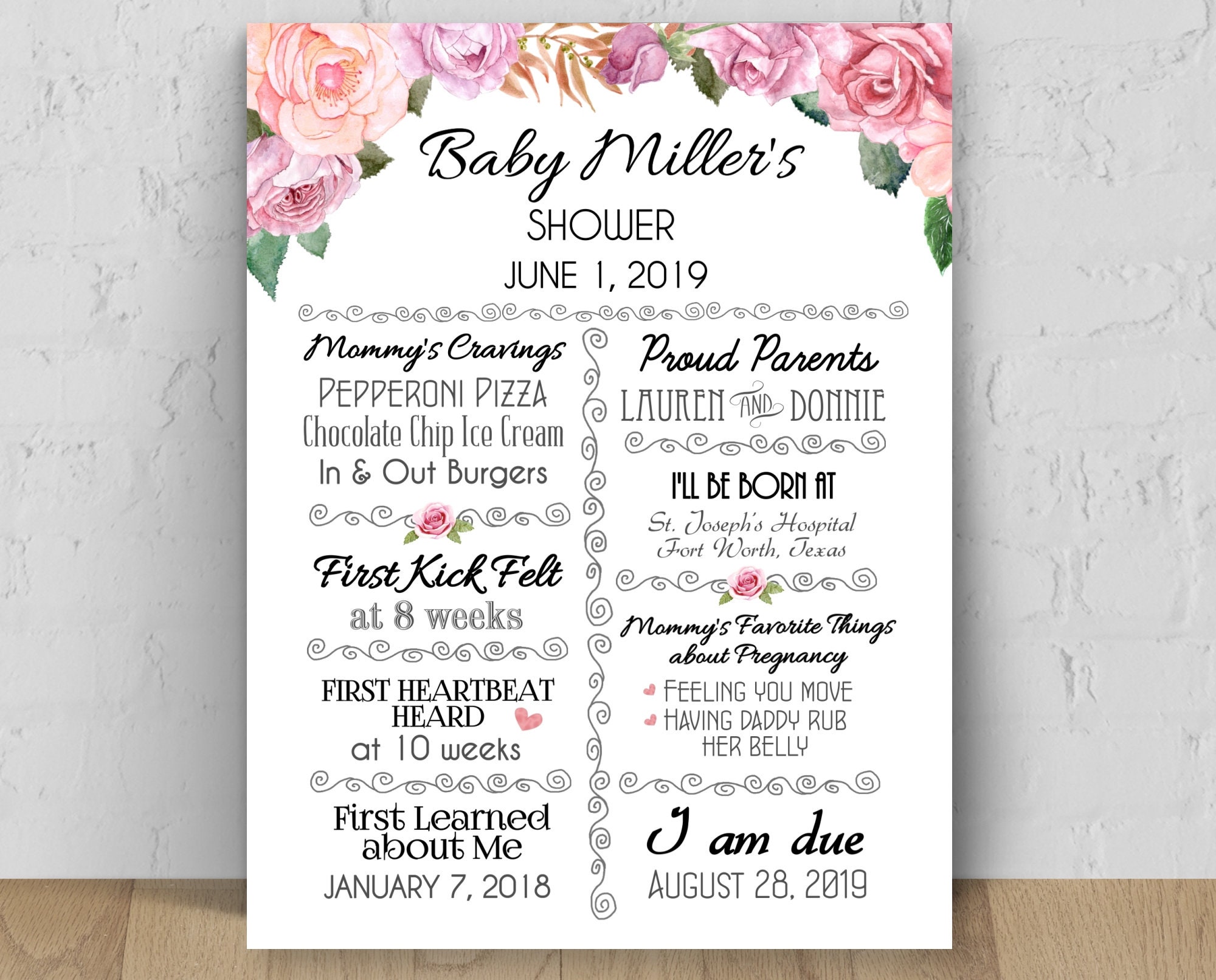 DIGITAL or PRINTED Baby Shower Poster 11x14 16x20 18x24 Etsy