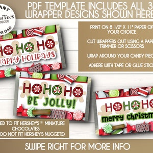 PRINTABLE Mini Candy Wrappers Party Favors Christmas Theme Ho Ho Ho ...
