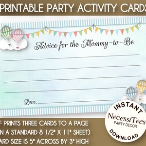 PRINTABLE Mommy to Be, Parents to Be, Advice Cards, Baby Shower Game ...