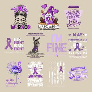 Fibromyalgie Bewusstsein Png Bundle, Fibromyalgie Krieger Png, Fibromyalgie Png, Peace Love Cure Png, Lila Band Png, Sublimation Design