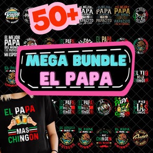 50+ Mega Phrases for Father's Day PNG Bundle, Mexican Father Gift PNG, Papa Te Quiero PNG, Spanish PNG Bundle, Thank You Dad PNG