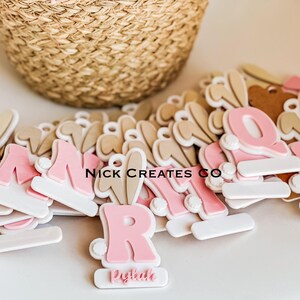 Easter basket initial name tag svg Kids easter basket tags svg Easter  personalized basket tag laser cut files Easter decorations