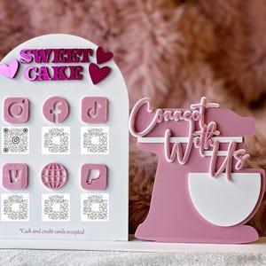 Custom QR Code Social Media Sign, Pop Up Sign, Let&#39;s Connect, Follow Us, Instagram, Business Sign, Market Sign, Payment Sign, Mini QR Sign