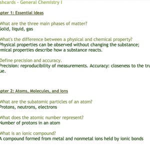 General Chemistry I Study Guide