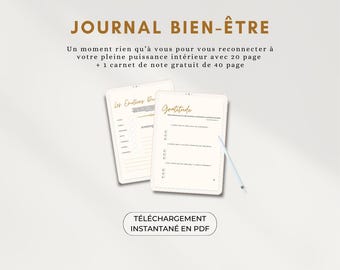 Wellness Journal in French / Printable Journal / PDF Journal / Digital Journal in French / Gratitude / Mental Health / Wellness