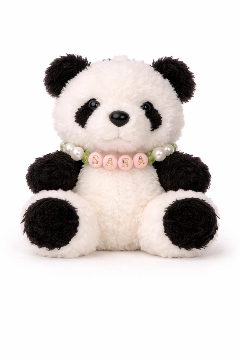 Mini Teddy Bear Keychain and Panda Keychain with Handmade Necklace: Soft Plush Bag Charm Panda