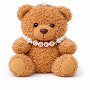 Mini Teddy Bear Keychain and Panda Keychain with Handmade Necklace: Soft Plush Bag Charm image 11