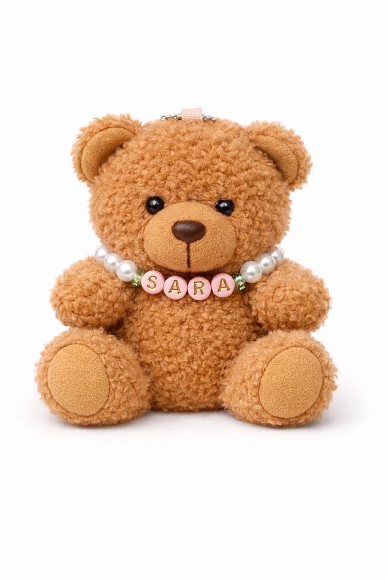 Mini Teddy Bear Keychain and Panda Keychain with Handmade Necklace: Soft Plush Bag Charm image 11