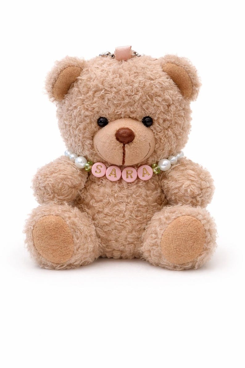 Mini Teddy Bear Keychain and Panda Keychain with Handmade Necklace: Soft Plush Bag Charm image 13