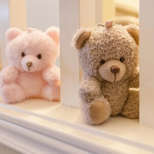 Mini Teddy Bear Keychain and Panda Keychain with Handmade Necklace: Soft Plush Bag Charm image 7