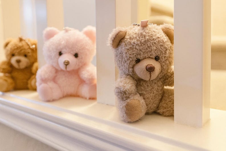 Mini Teddy Bear Keychain and Panda Keychain with Handmade Necklace: Soft Plush Bag Charm image 7