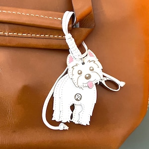 Limited Stock!!! Handcrafted Westie Dog-Shaped Leather Keychain & Bag Hanger | Genuine Leather | Cute White Dog Design | Dog Lover Gift