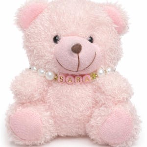 Mini Teddy Bear Keychain and Panda Keychain with Handmade Necklace: Soft Plush Bag Charm Pink