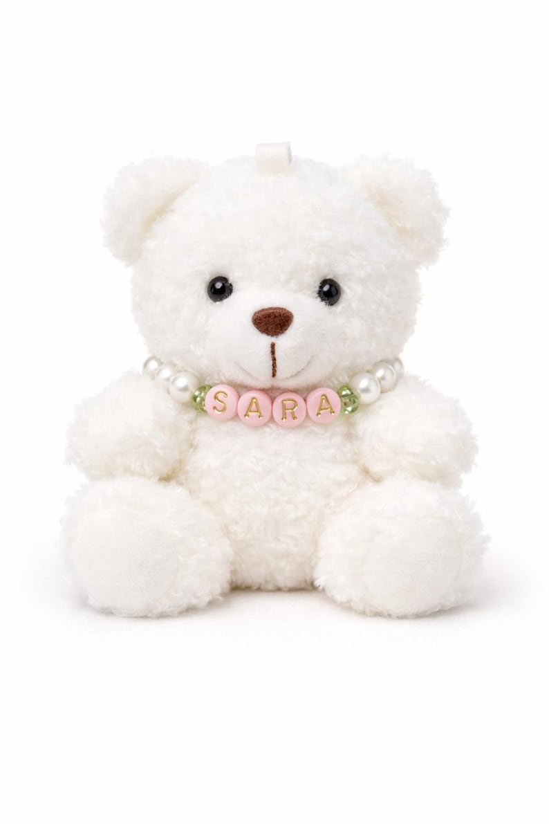 Mini Teddy Bear Keychain and Panda Keychain with Handmade Necklace: Soft Plush Bag Charm image 5