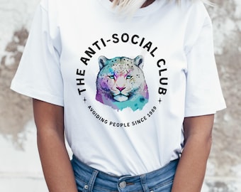 Anti-Social Club Logo Unisex Cotton T Shirt | Graphic T Shirt For Introverts | Funny Gildan Cotton T Shirt | Antisocial Club Graphic Tee