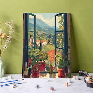 Kit de peinture florale par numéros pour le champ : art mural peinture acrylique à faire soi-même