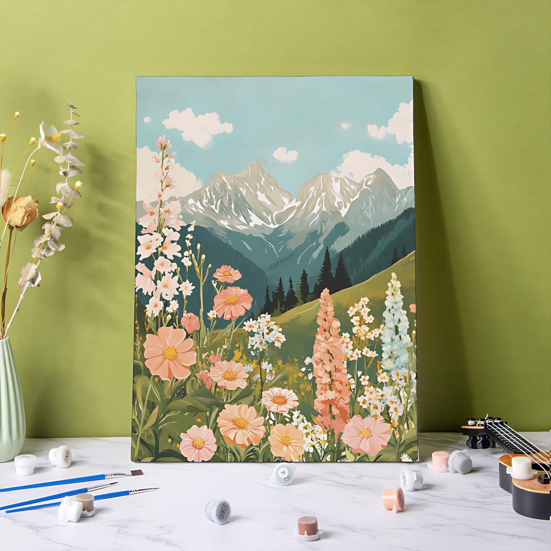 Floral Paint by Number Kit: 24-color DIY Canvas Art (12x16in ...