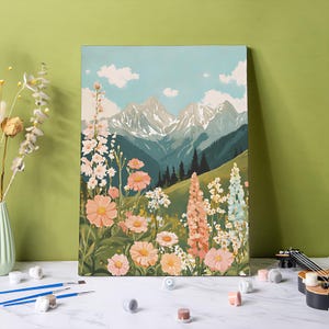 Kit de pintura floral por números: lienzo de 24 colores (recomendado: 30 x 40 cm)