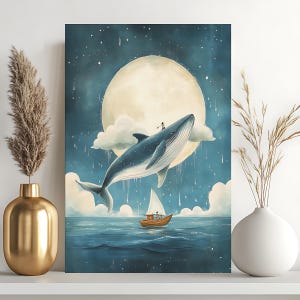 Dreamland Adventure by Numbers Kit for Adults, Full Moon 24C DIY Acrylic Painting Home Decor Imaginative Landscape Painting Fantasy Wall Art