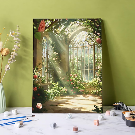 Sunlight Greenhouse Paint by Numbers Kit: Roses DIY Acrylic Painting