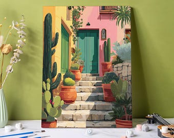 Vibrant Steps Paint by Numbers Kit: DIY Cactus Plants Acrylic Painting, Beginner Friendly