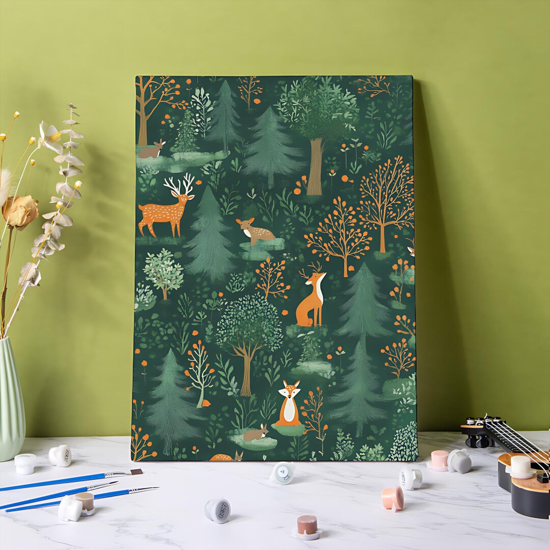 Forest Paint by Numbers Kit: 24 Colors, Beginner Friendly DIY Acrylic ...