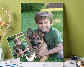 Custom Paint by Numbers Kit: Personalized Photo to Acrylic Painting on Canvas