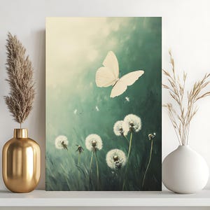 Schmetterling Löwenzahn Malen nach Zahlen Kit für Erwachsene, Frühlingslandschaft 24C DIY Acrylmalerei Wohnkultur, Blumenwandkunst Einfach zu starten