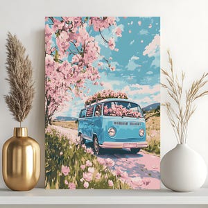 Haben Sie eine Reise zum Frühling Malen nach Zahlen Kit, 24C Blumen Begleiter DIY Acrylmalerei Wandkunst, handgemachte Wohnkultur, freundlich für Anfänger
