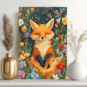 Süßer Traum Malen nach Zahlen Kit, 24C schlafender Fuchs Malen nach Zahlen, DIY Acrylblumen Wandkunst Wohnkultur, handgemachtes Geschenk, einfach zu starten