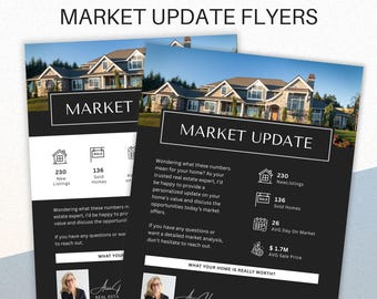 Market Update Real Estate Template, Realtor Market Report Flyer, Luxury Real Estate Farming Letter, Real Estate Mailer, Canva Template