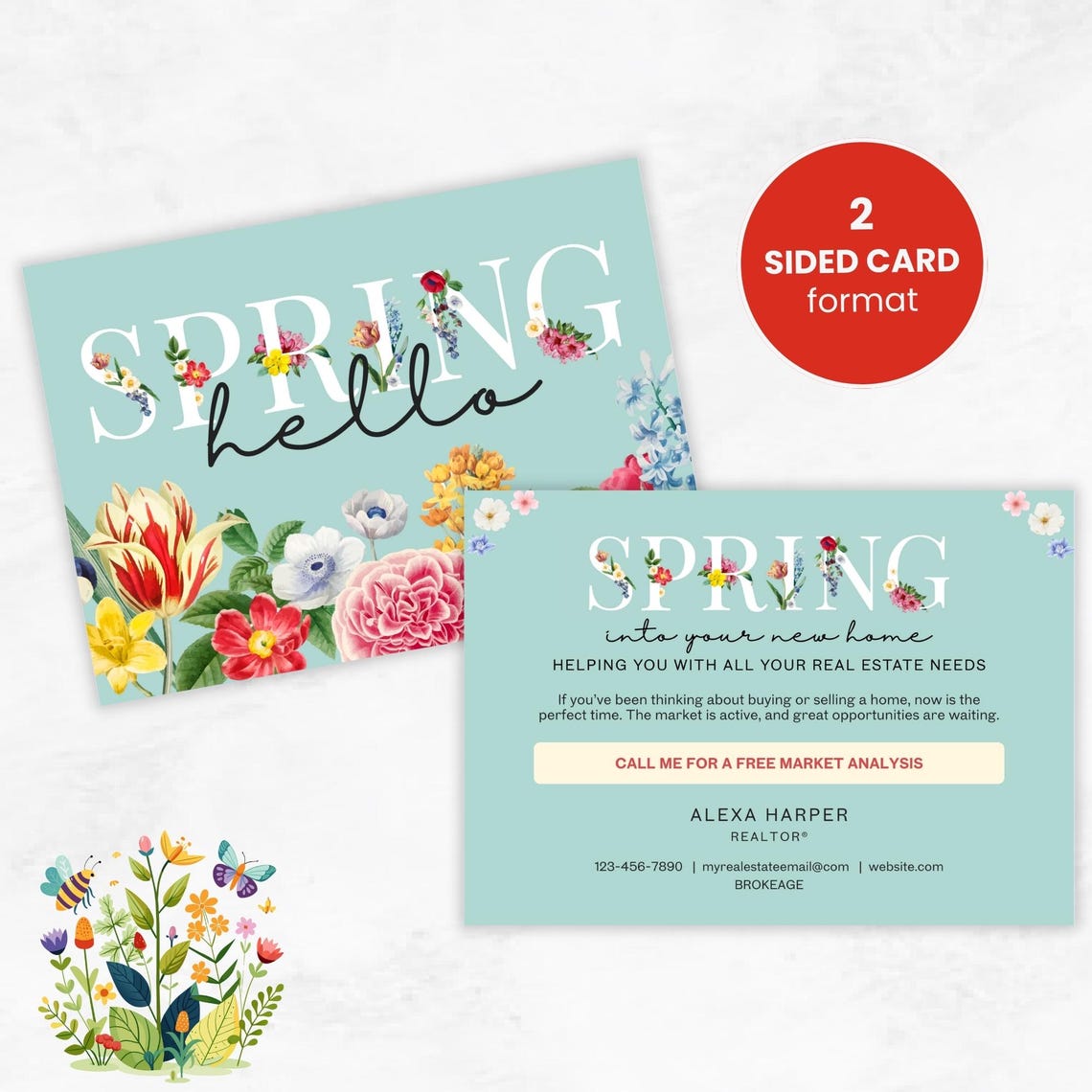 Real Estate Spring Postcard, Hello Spring Realtor Mailer, Farming ...
