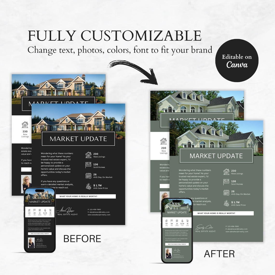 Market Update Real Estate Template, Realtor Market Report Flyer, Luxury