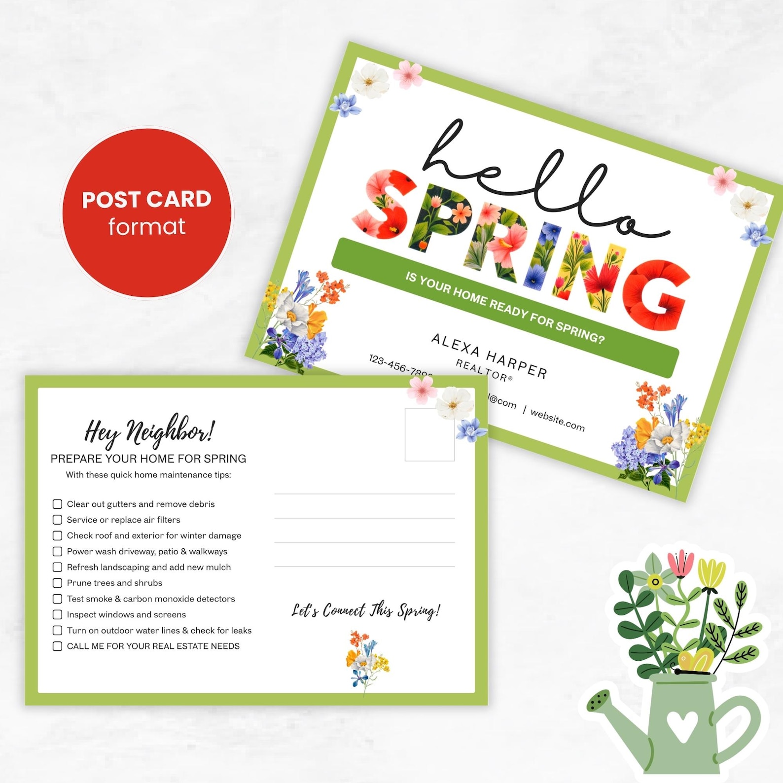 Spring Home Maintenance Checklist Postcard, Realtor Marketing Mailer ...
