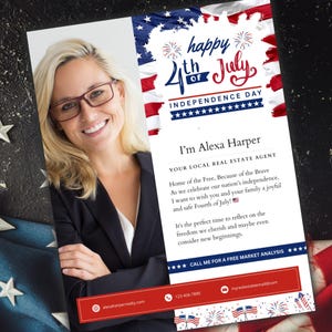 4th of July Real Estate Flyer, Independence Day Realtor Marketing, Summer Realtor Flyer, Introduction Flyer, Real Estate Mailer, Canva