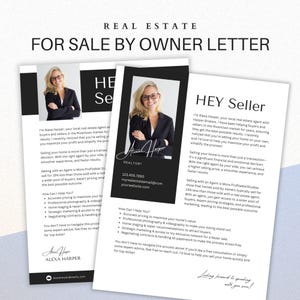 Plantilla de carta de venta por propietario para agentes inmobiliarios, carta de venta por propietario, carta de prospección inmobiliaria para propietarios, plantilla editable de Canva