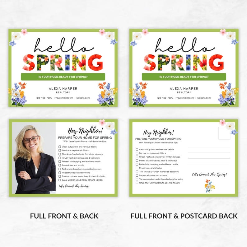 Spring Home Maintenance Checklist Postcard, Realtor Marketing Mailer ...