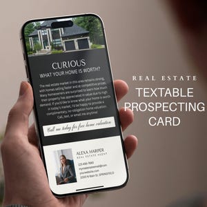 Real Estate Prospecting Textable Card, Realtor Text Message Template, Homeowner Prospecting Letter, Letter to Sellers, Canva Template