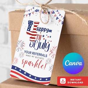4th of July Realtor Pop By Printable Tags, Real Estate Firework Summer Card, Independence Day Client Gift Tags, Real Estate Pop By Marketing