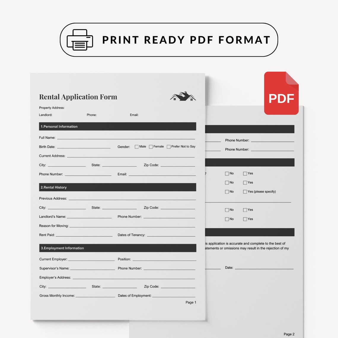 Printable Rental Application Form, Editable Canva, PDF Template for ...